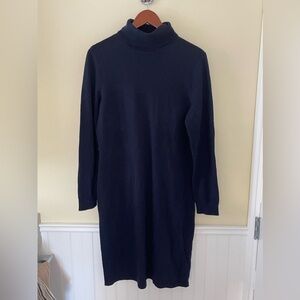 Lauren Ralph Lauren 100% Merino Wool Navy Turtleneck Dress